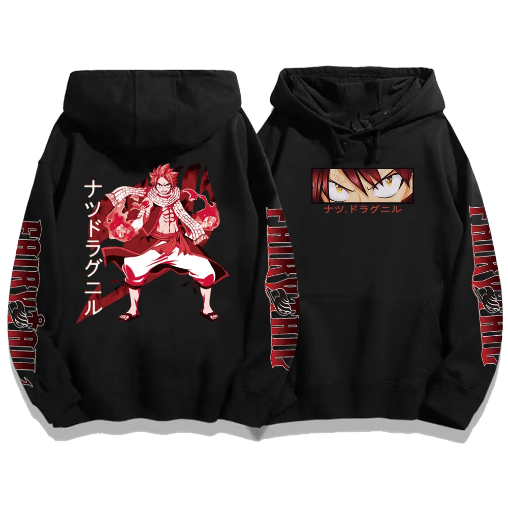 Sudadera con capucha de Anime japonés para hombre y mujer, ropa de calle con estampado gráfico de Fairy Tail Natsu, informal, holgada, de manga larga, de lana