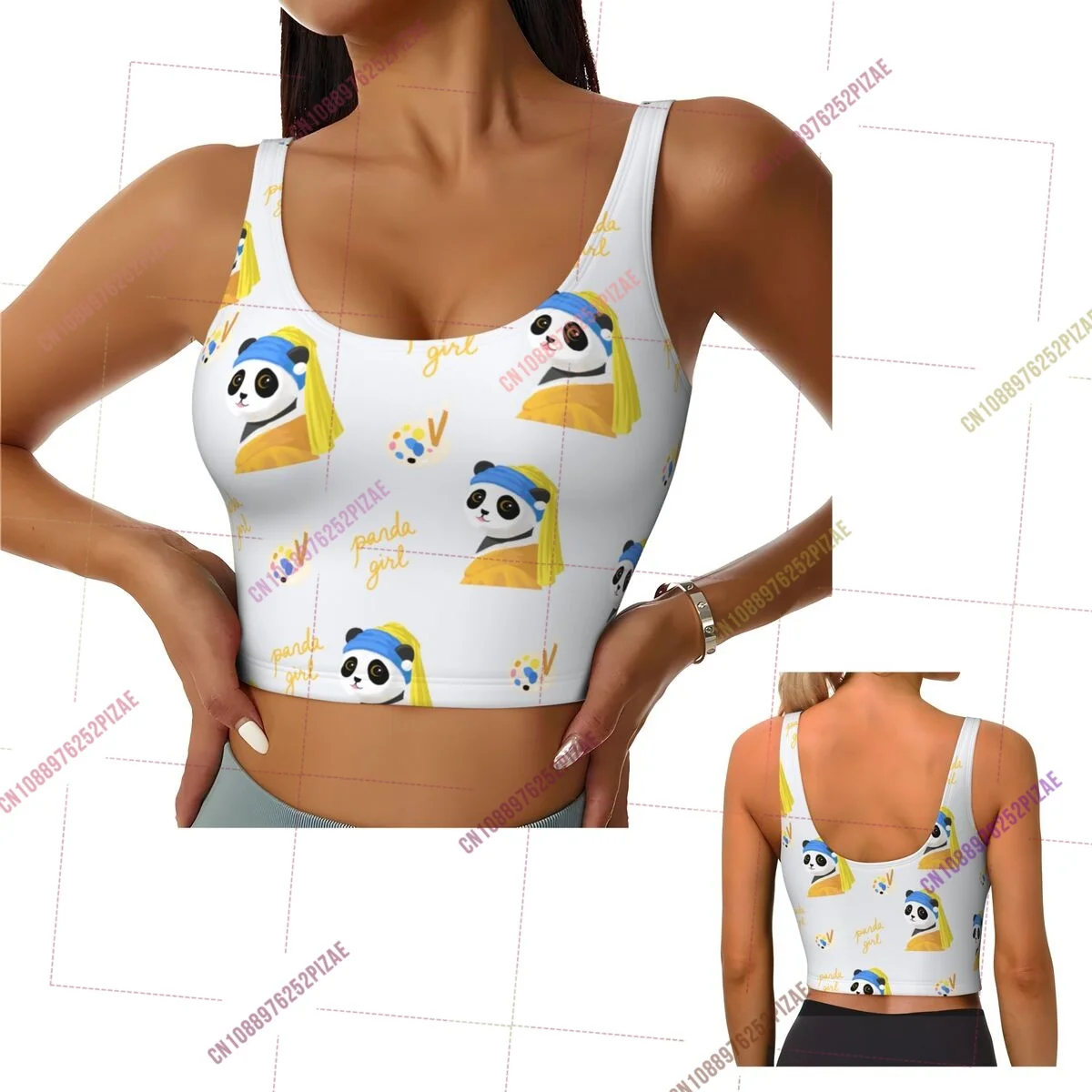 2026 Panda Women Sports Bra Crop Top Sports Vest Tank Top for Girl Lady Yoga Gym Running Fitness
