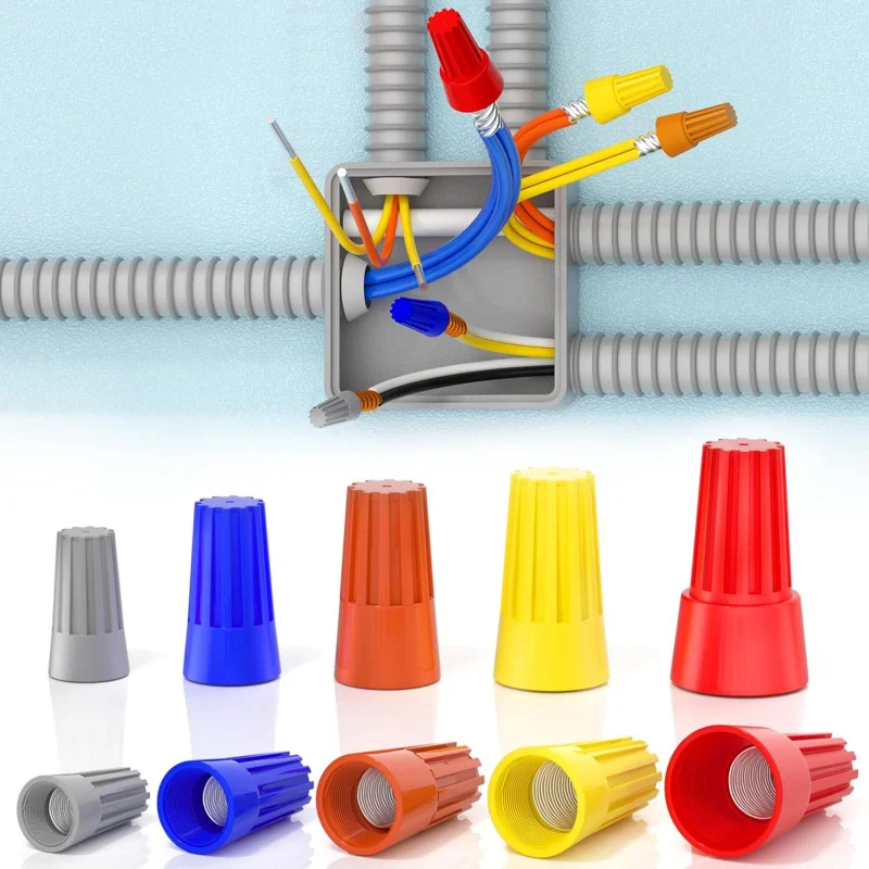 25개 와이어 너트, 와이어 캡, 스프링 포함 소형 와이어 너트 모음 키트, 10-22 AWG 게이지 전선용 전기 와이어 커넥터