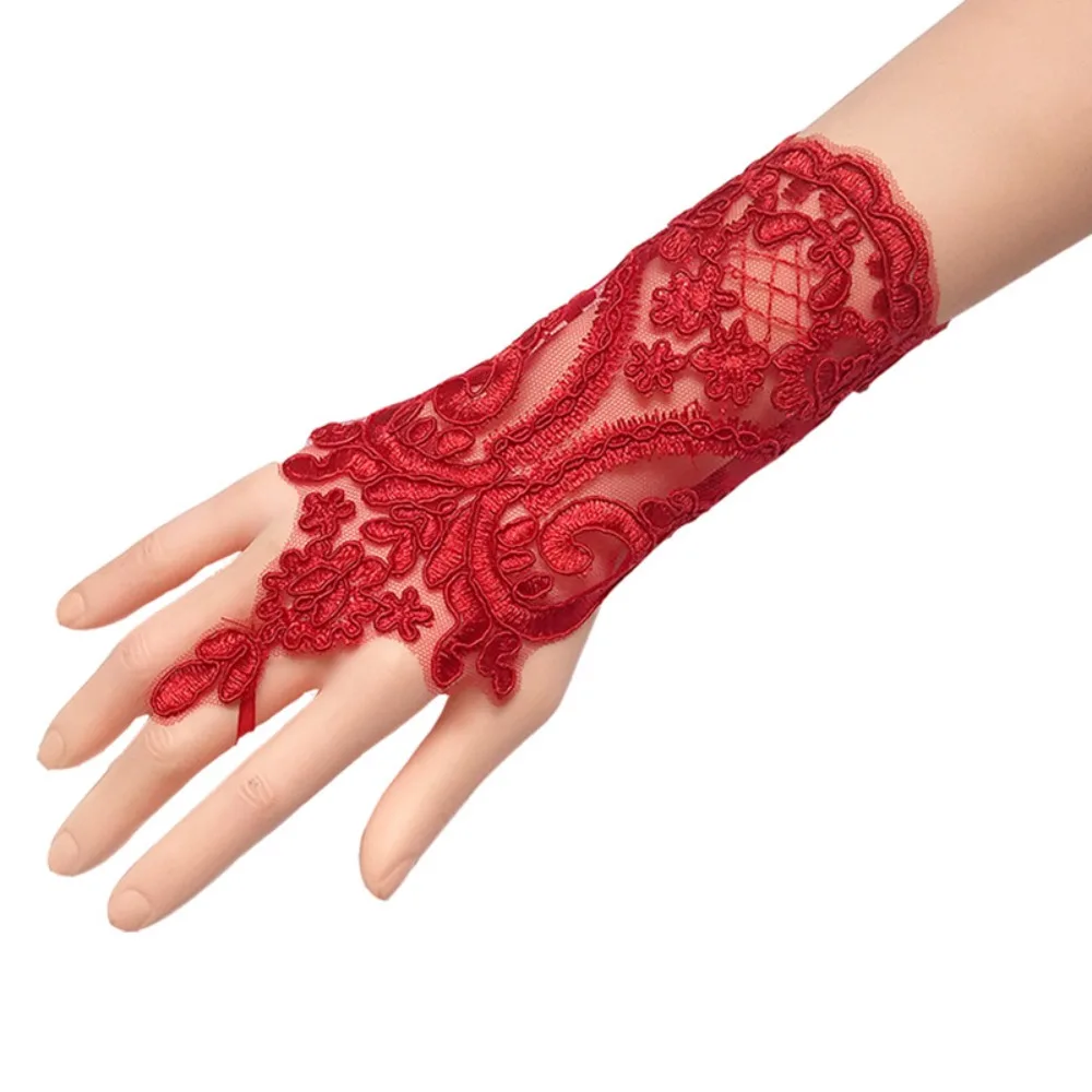 2024 파티 원피스 레이스 장갑, 섹시한 웨딩 신부 장갑, 라인석 우아한 신부 가운, 레이디 벙어리 장갑, 의류 액세서리