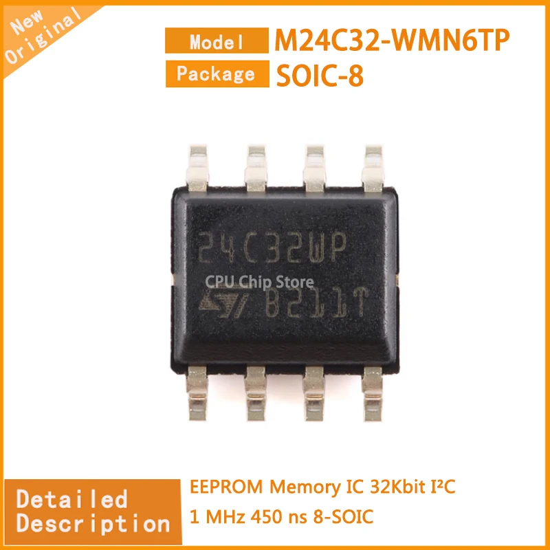 50Pcs/Lot  New Original  M24C32-WMN6TP  M24C32  EEPROM Memory IC 32Kbit I²C 1 MHz 450 ns 8-SOIC