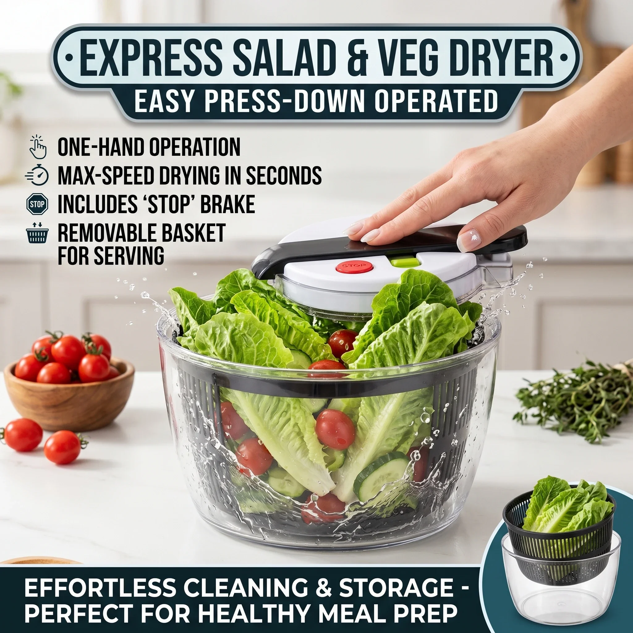 Multifunctional Salad Spinner Washer Dehydrator Dryer Kitchen Tool for Lettuce Leaf Vegetables - Vegetable Mixer