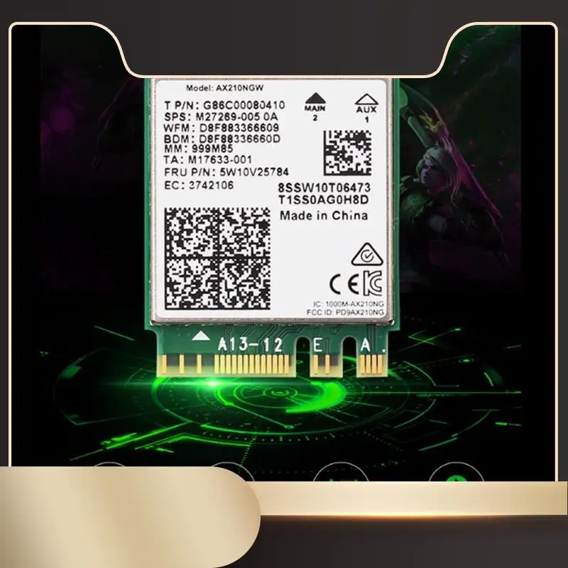 

AX210NGW Wireless Network Card 2.4G/5G/6Ghz Tri-Band Wifi Card+ 8Dbi Antenna Bluetooth 5.3 5374Mbps Laptop Wifi Adapter-N36R