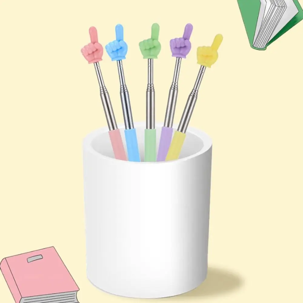 Durable Steel Teaching Pointer Telescopic Rod Finger Design Teaching Stick Finger Reading Sticks Tool For School Office Supplies