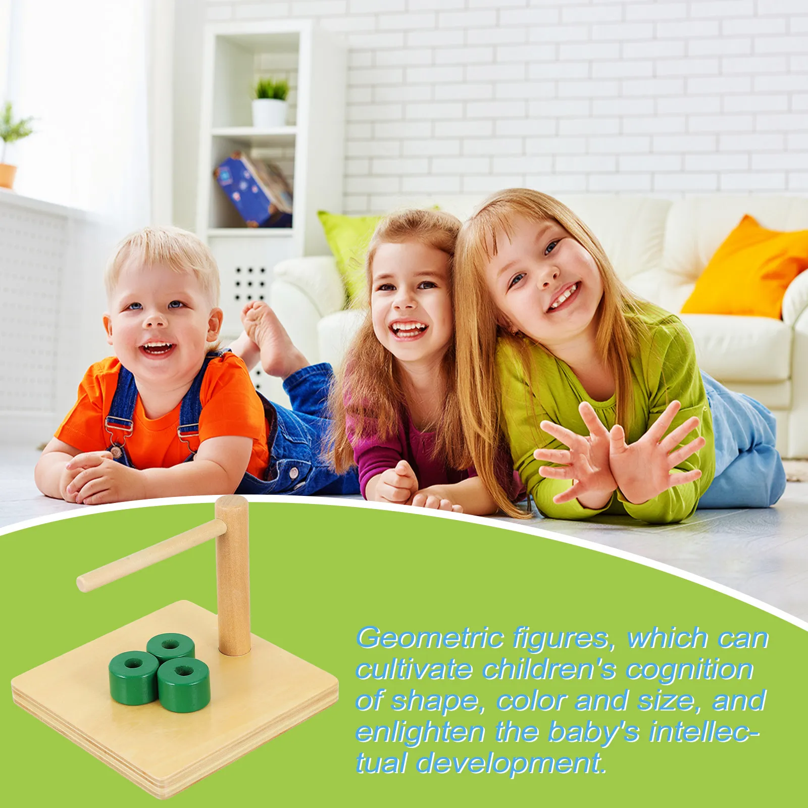 1Set Column Rings Educational Plaything Green Geometry Shape Early Learning Cognition Intelligence Development