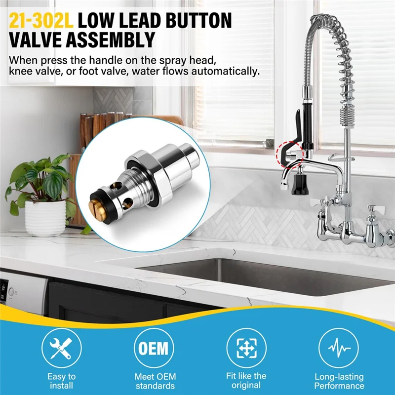 

A95I-Кнопочный клапан в сборе для Krowne для всех распылительных головок для предварительного ополаскивания, коленный клапан, ножные клапаны-21-302L, часть крана