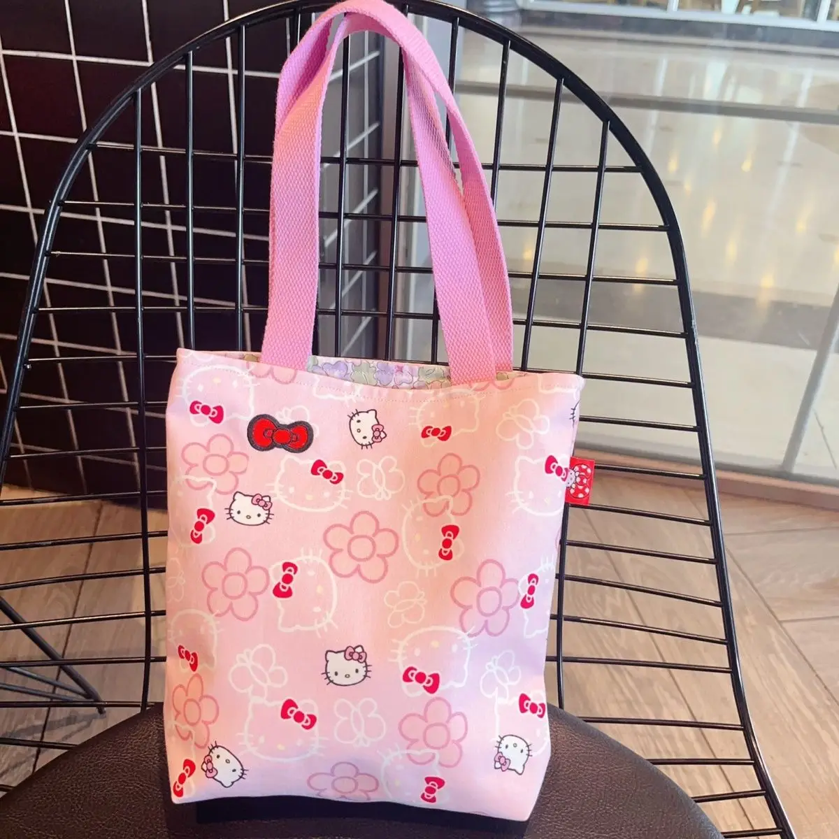 Hello kitty Shoulder Bag Girls Heart Cotton Printed Embroidered Bow Handmade Portable Shoulder Bag Women's Handbag For Girls