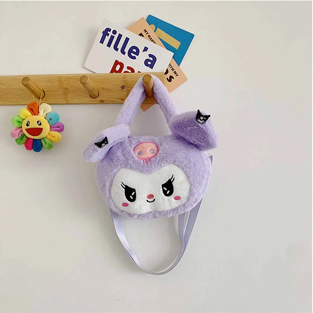 Kawaii Sanrio pluszowa torba kurierska Kuromi Melody pluszowe torby na ramię miękkie wypchane lalki klucze monety kiesy dzieci prezent bożonarodzeniowy dla dziewczyny