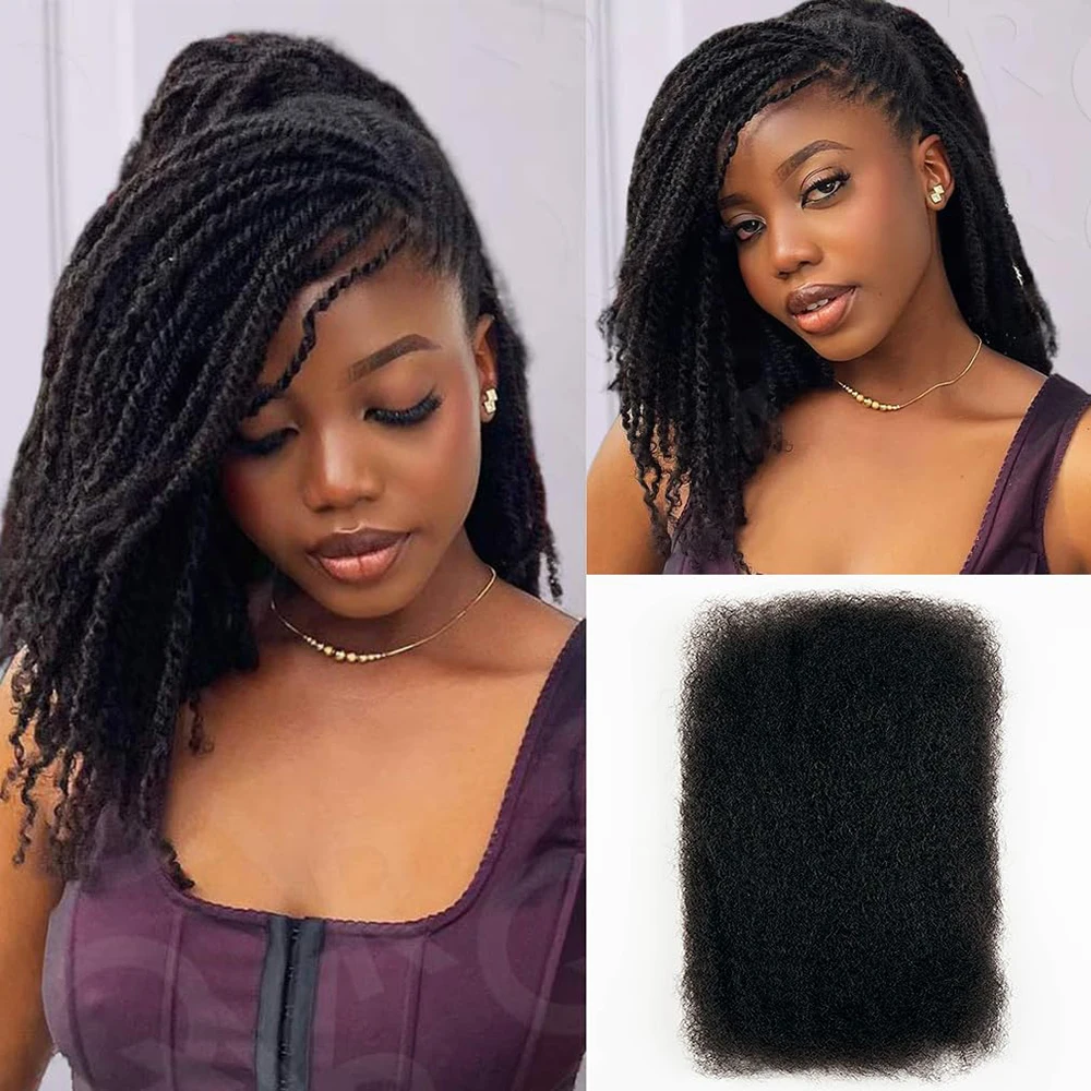 Afro Kinkys Bulk Echt haar 100% echt haar voor vlechten Dreadlock Mini Twist Loc Extensions Afro Kinky Krullend haar Bulk Zwart