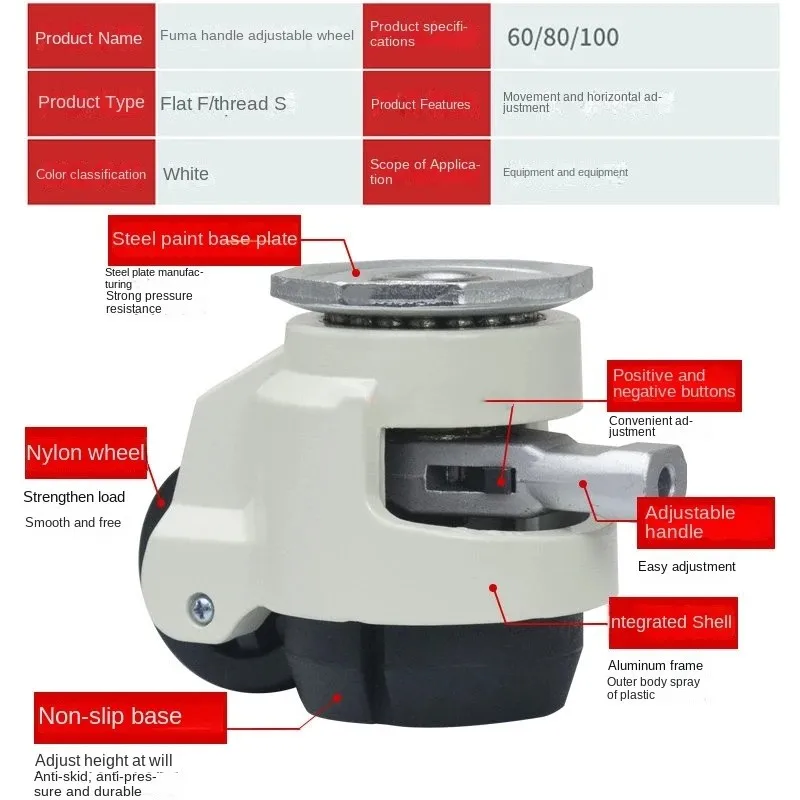 Imagem -05 - Estilo do Punho Carga 500kg de Gd40f 40s 60f 60s 80f 80s Roda Nivelada do Ajuste Rodízios Rodízios Lisos da Pata da Mão do Apoio Lndustrial