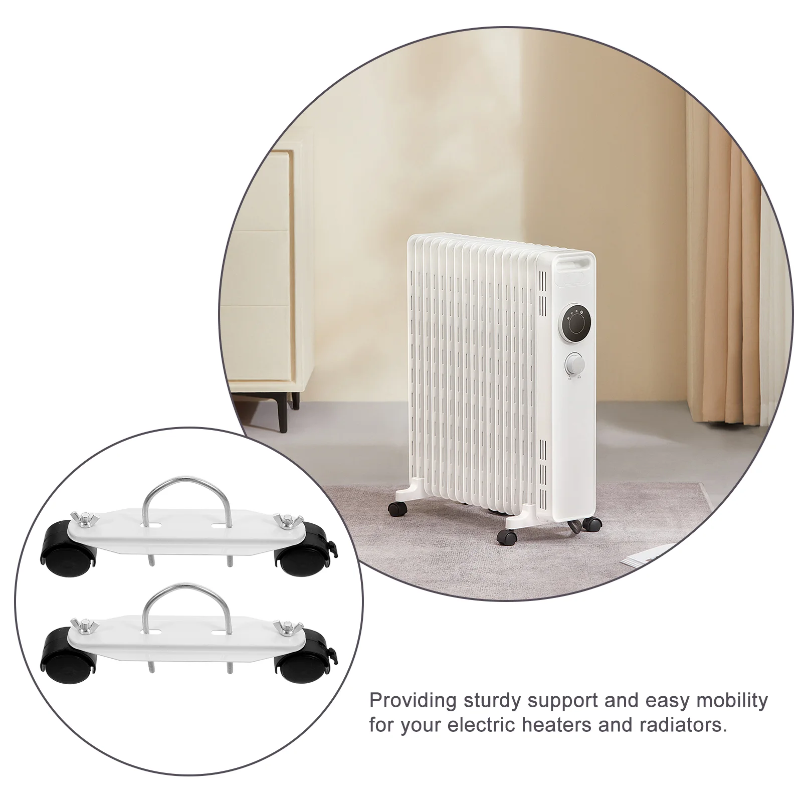 Electric Heating Pulley Portable Heater Caster for Radiators Oil Sturdy Base Heaters