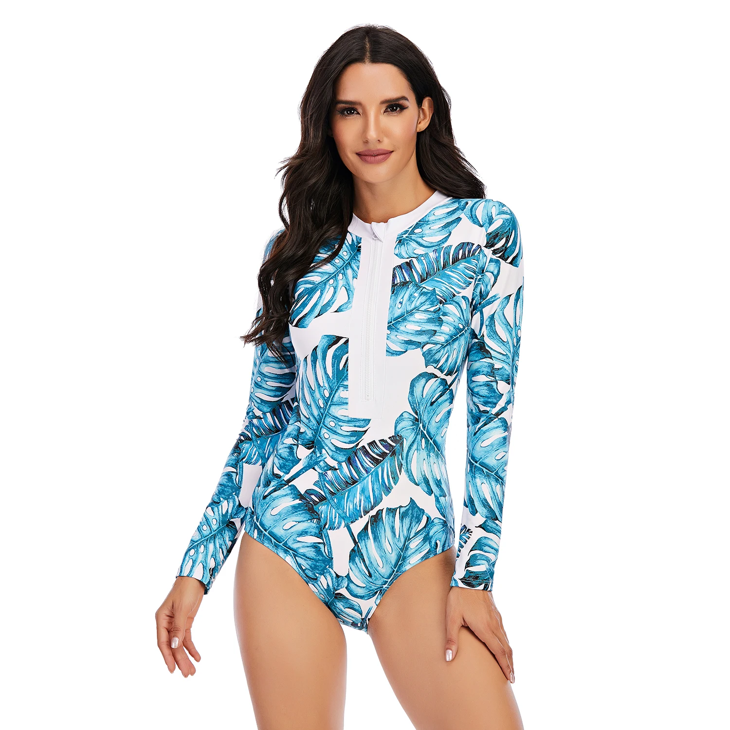 Costume da bagno intero sexy 2025 Costume da bagno intero Biquini Costume da bagno con stampa floreale Monokini Costume da bagno brasiliano a maniche lunghe Beachwear
