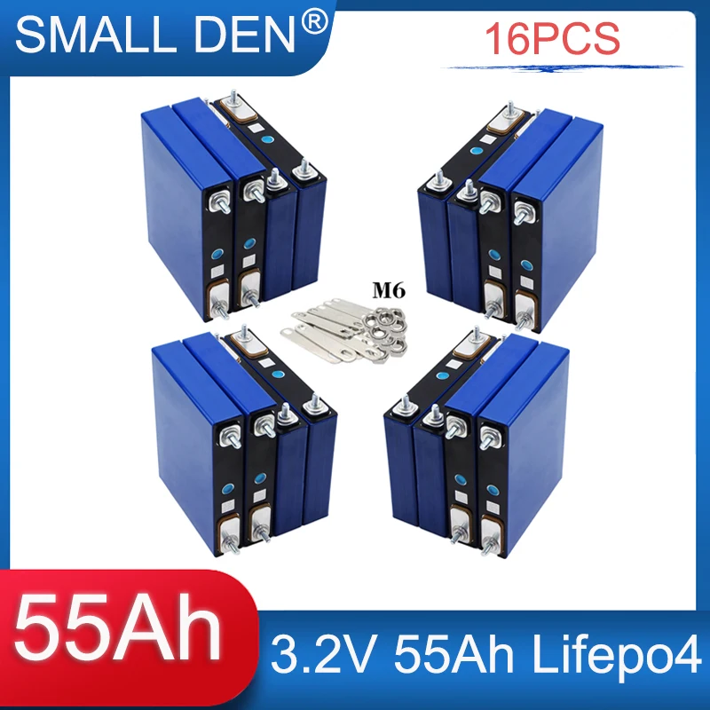 16PCS 3.2V 55Ah LiFePO4 battery 3C Discharge Lithium iron phosphate diy 12v 24v Electric vehicle boat tricycle RV Inverter Solar