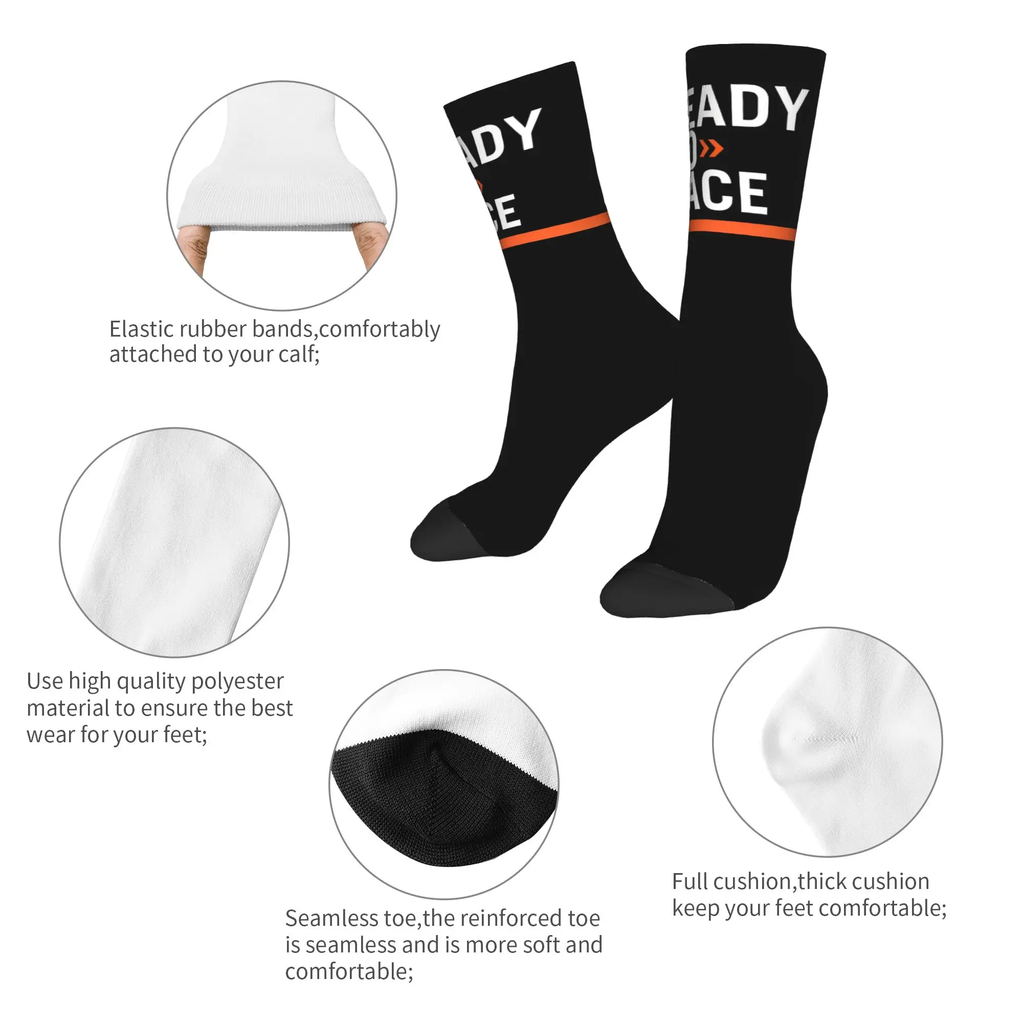 Custom Harajuku Ready To Race Socks Women Men Warm 3D Print Classical Logo Football Sports Socks