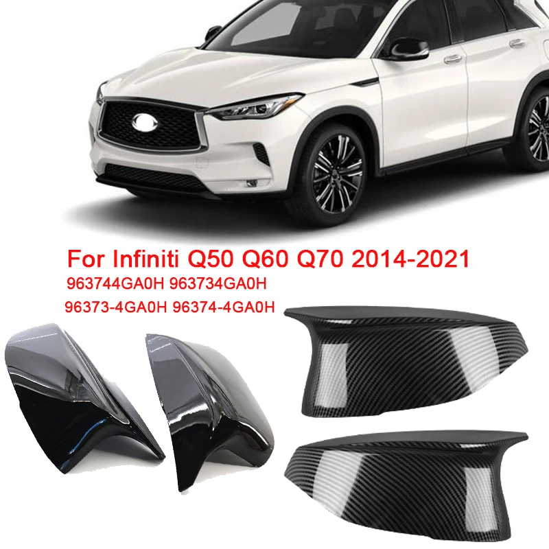 

Для Infiniti Q50 Q60 Q70 2014-2021 глянцевый черный карбоновый узор крышки наружных боковых зеркал заднего вида