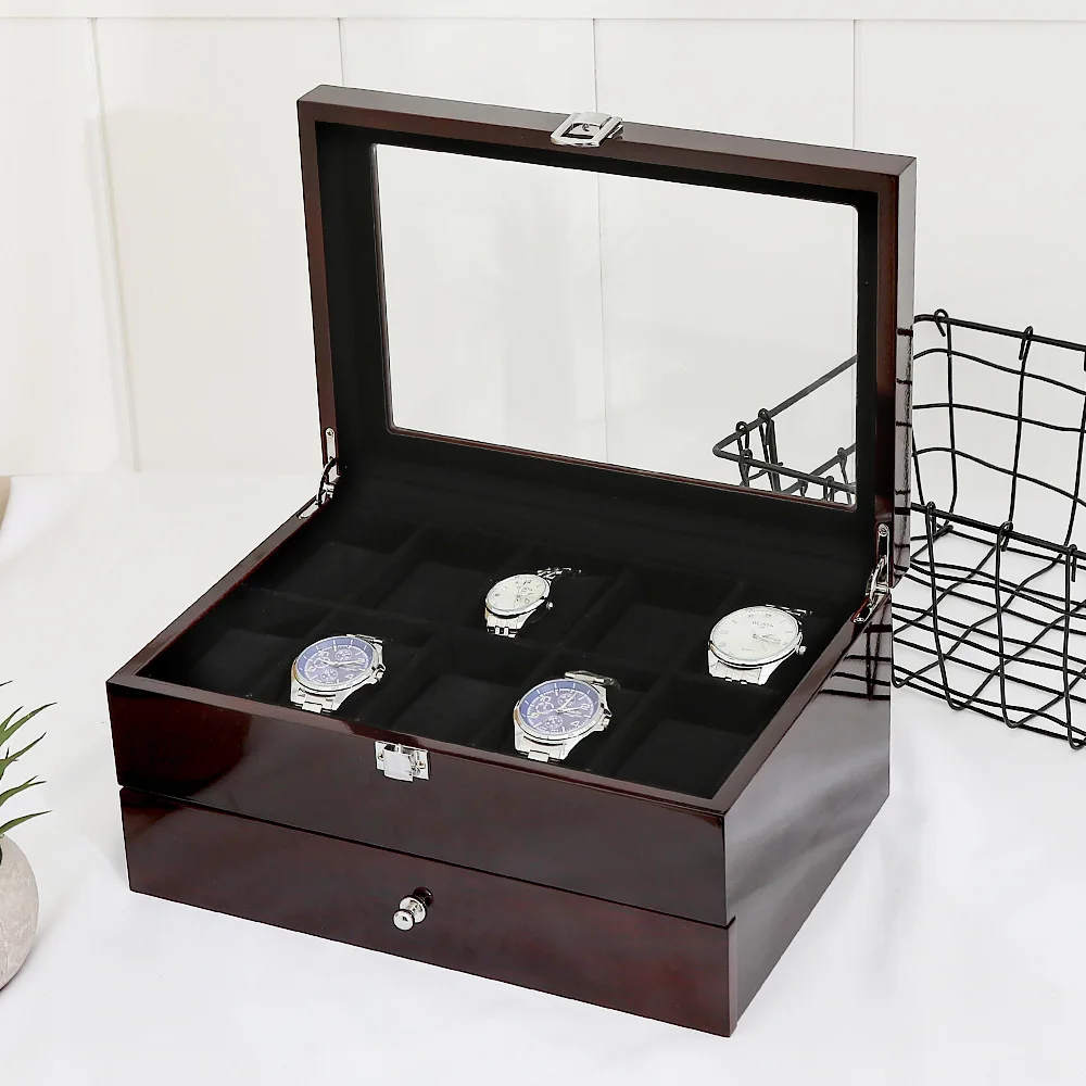 Double Layer Watch Box Wooden Jewelry Box Storage Box Organizer Case Drawer Watch Box Display Cabinet Gift Ideas Free Shipping