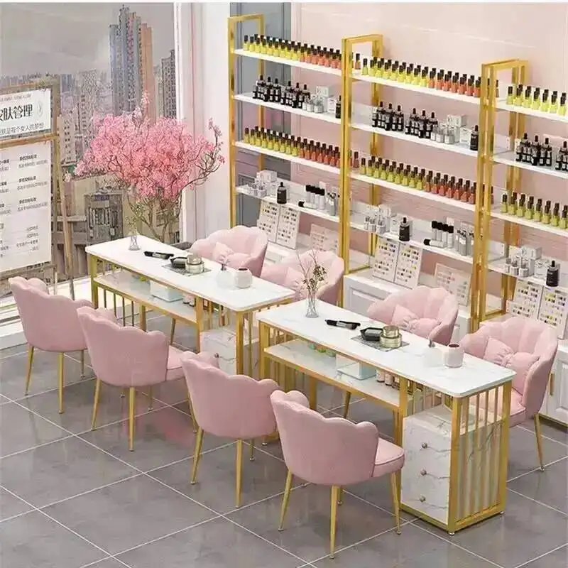 Table Manicure and Fashion Chair Ins European Set Double Manicure Tables Salon Furniture Professional Beauty Salon Nail Tables B