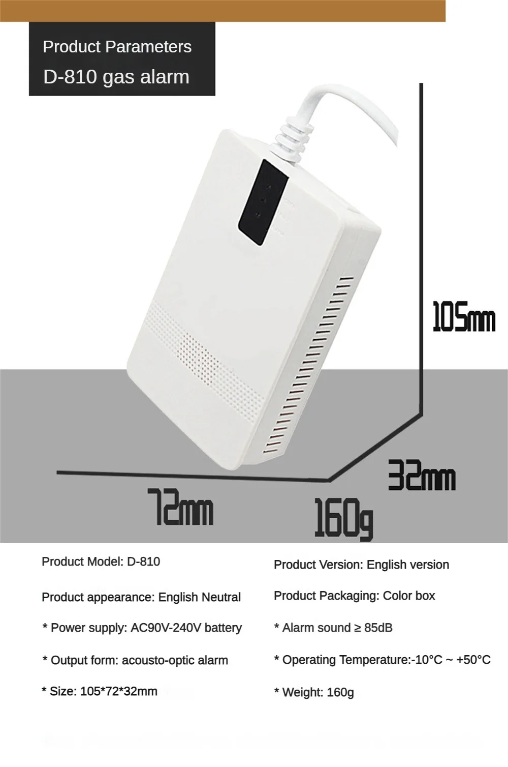 スマートガス漏れ検知器,eu/us/ukac,接地,4 LPG天然ガスセンサー,ジグライト付き