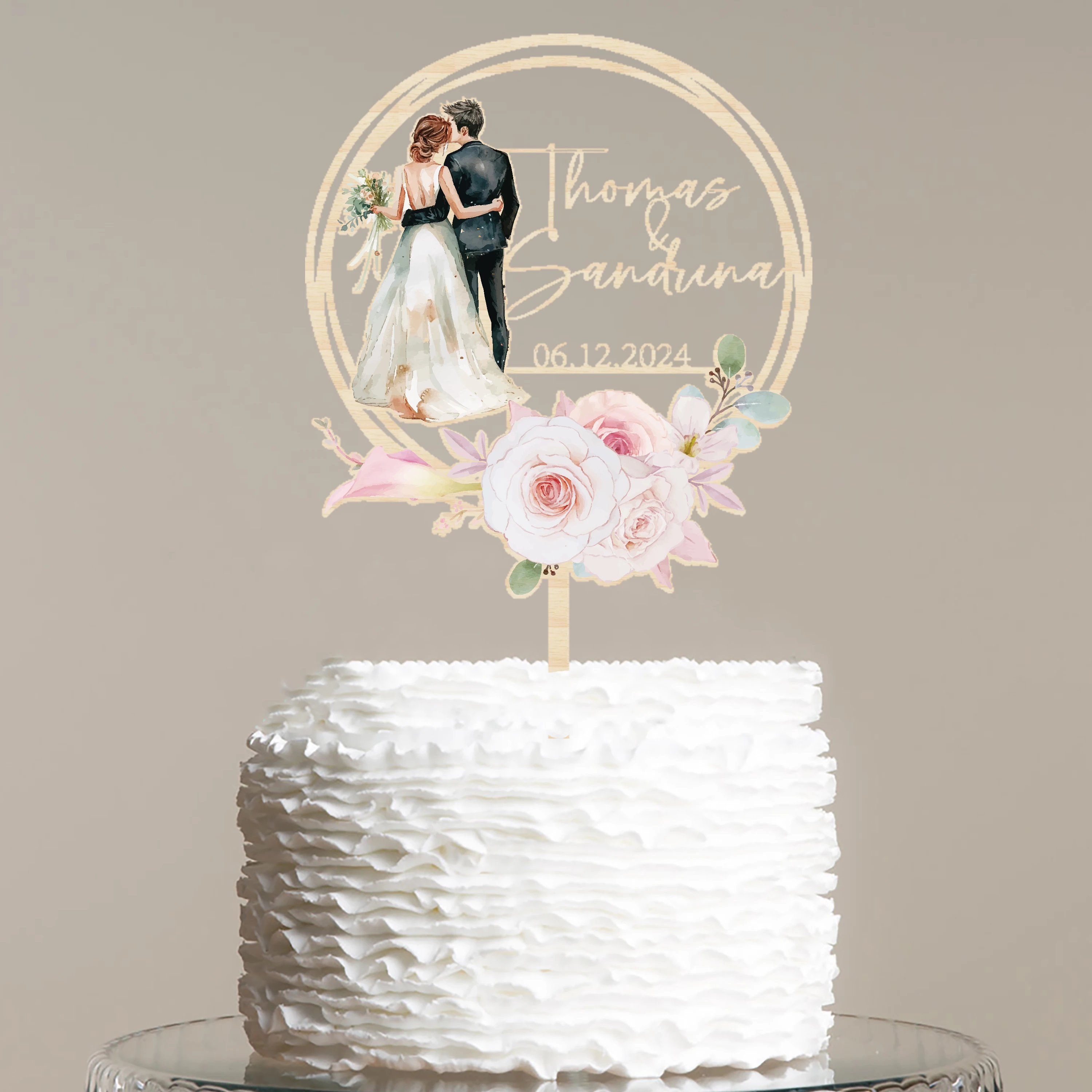 

Personalized Wedding Cake Topper Couple Silhouette Cake Sign Dress&Suit Cakes Ornament Engagement Gateau Topper Anniversary Gift