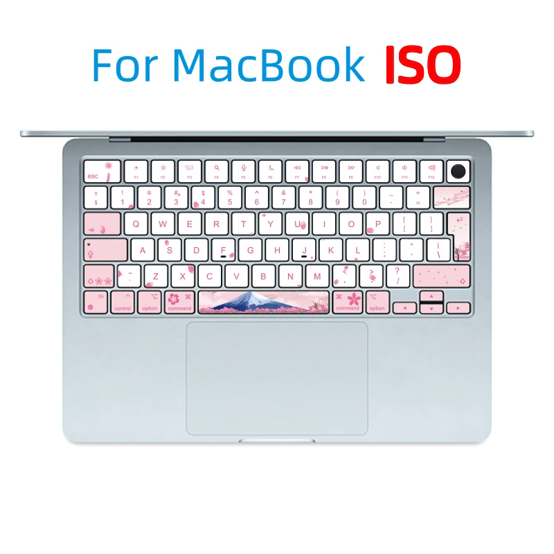 

Подходит для (Iso) Apple MacBook, наклейки на клавиатуру ноутбука, вишневый цвет, крепление Fuji M4 15,3 A3241 Pro M2-M3, наклейки на ключи