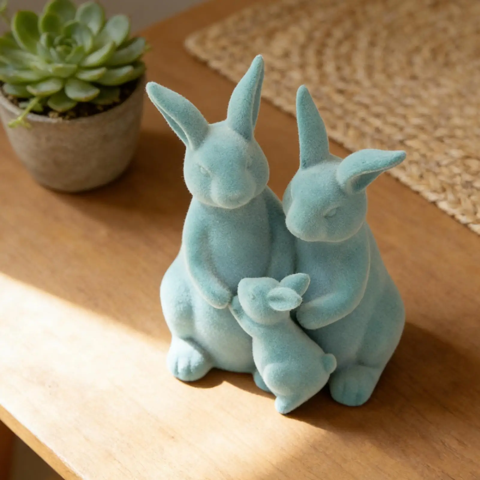 Easter Bunny Ornament Flocked Easter Bunny Decor Flocking Rabbit Party Table Centerpiece for Holiday Indoor Home Dining
