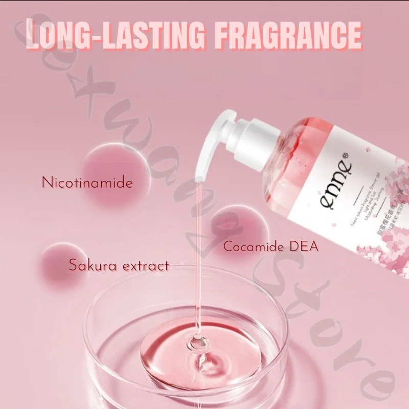 300ml Sakura Shower Gel with floral fragrance, long-lasting moisturizing and nourishing the whole body, improving dullness