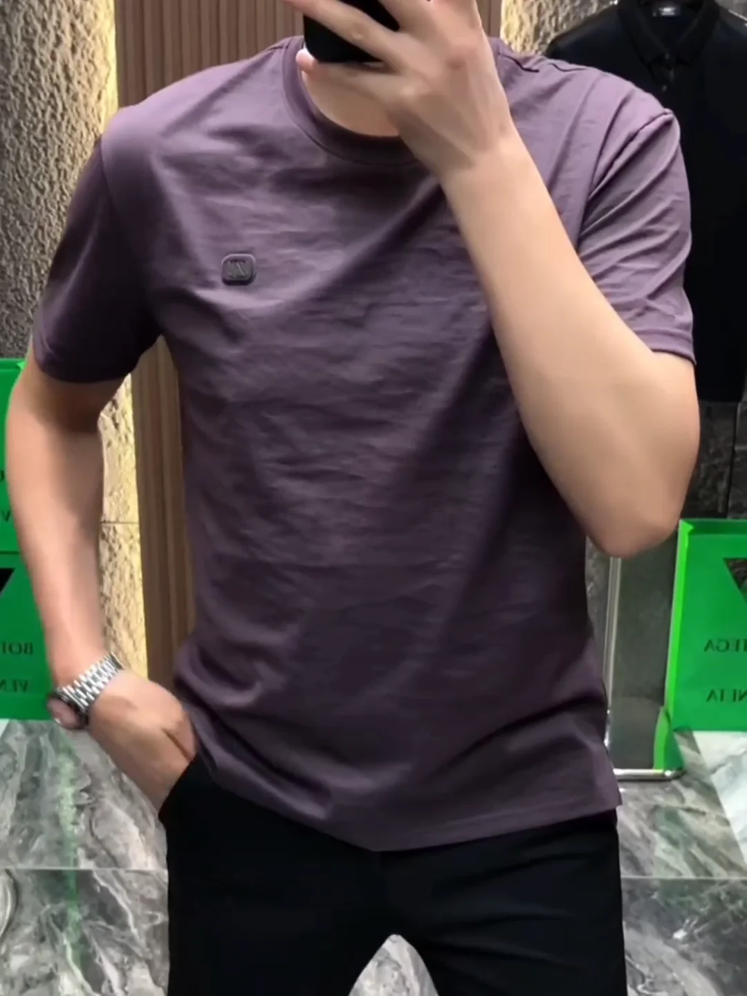 

High Quali Linen round Ne T-irt ort Sve Faionable Trendy Versatile Luxury Ele Summer Youth lin Antibacterial