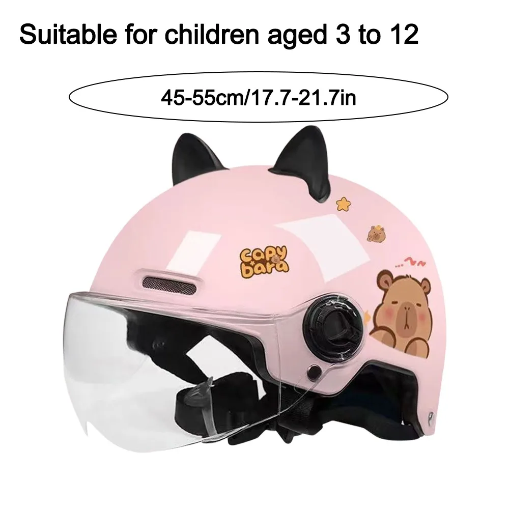 AliExpress Capybara Sticker Electric Bicycle Helmet Sunscreen Breathable Motorcycle Half Helmet with 3D Cat Ears Safety Motorcycle Headgear