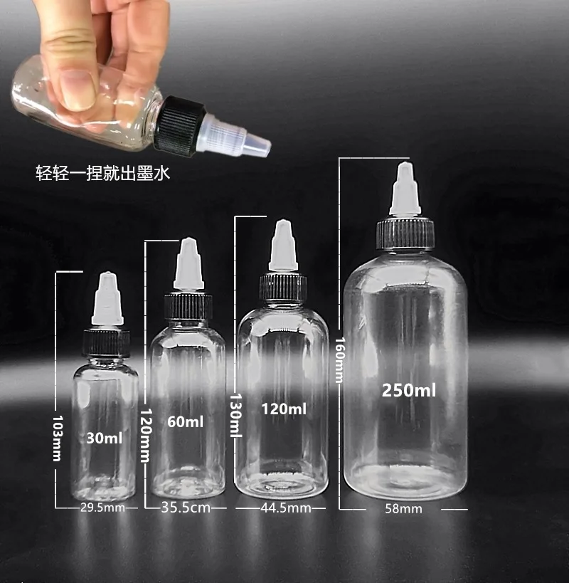 Bouteilles de pigments de tatouage, équipement de tatouage, outils auxiliaires, vides, transparentes, cosmétiques de beauté