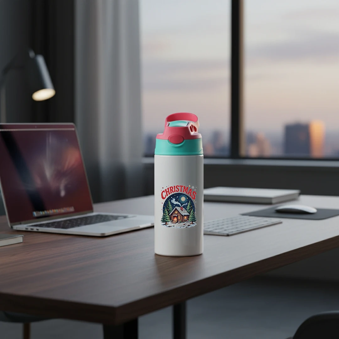 Thermische beker van roestvrij staal 304 + Dromerige kerststrobeker + thermische beker voor kinderen + schattige thermische beker + kerstcadeau