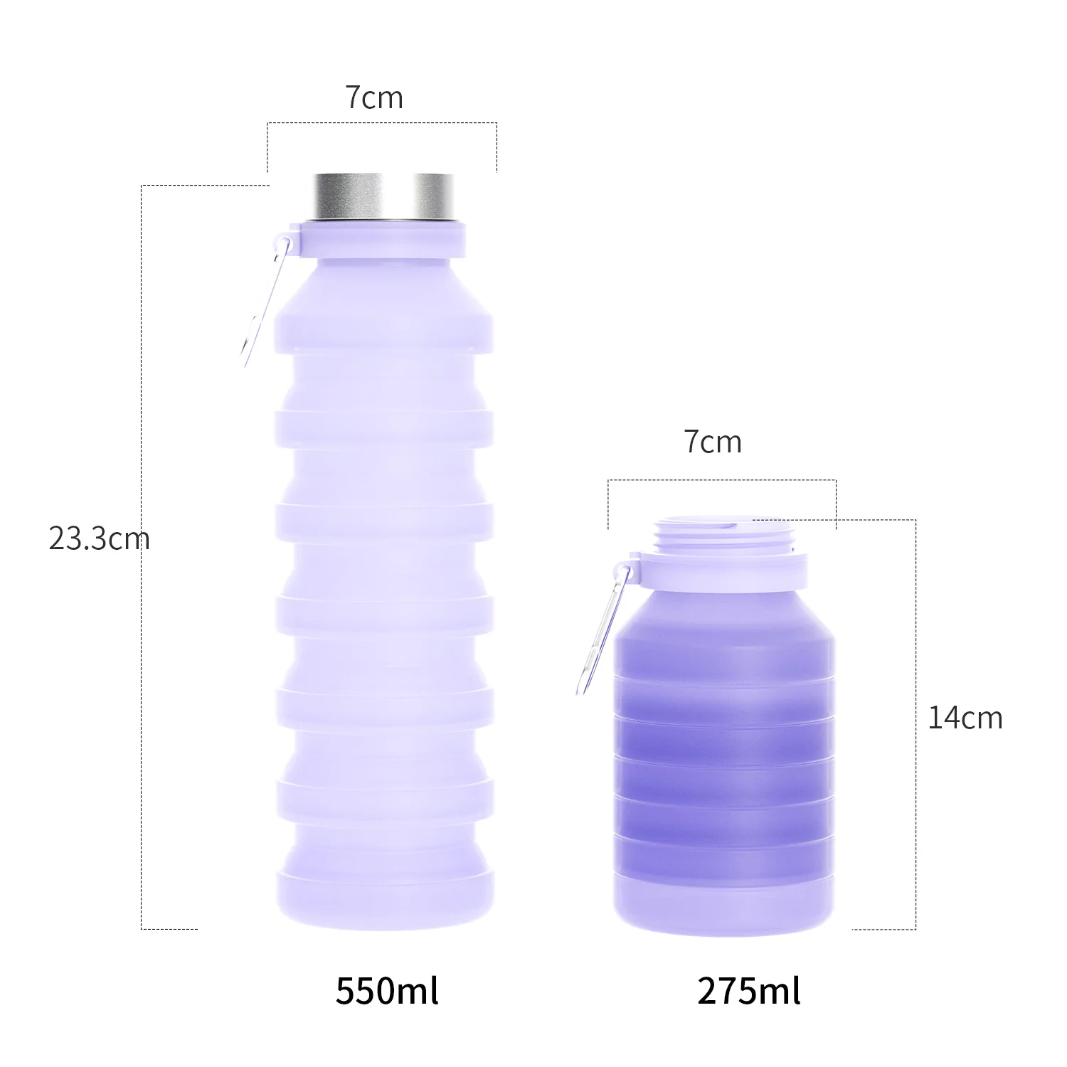 Collapsible Water Bottles Silicone Foldable Portable Water Bottle,BPA-Free, Leakproof Reusable for Camping Hiking Cycling Sports view 6