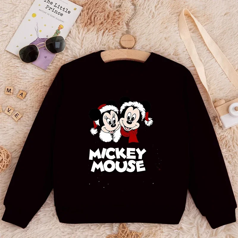 Mickey Minnie Disney Toddler Christmas Sweatshirt Girl Boy Crewneck Pullover Tshirt Kid Long Sleeve Top Cartoon Clothes Gift