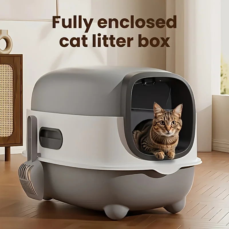 

[Odor-Control Cat Litter Box] Odor-Control Extra-Large Cat Litter Box with Durable Scoop | Easy Maintenance, Rectangular Design, Perfect for Indoor Cats
