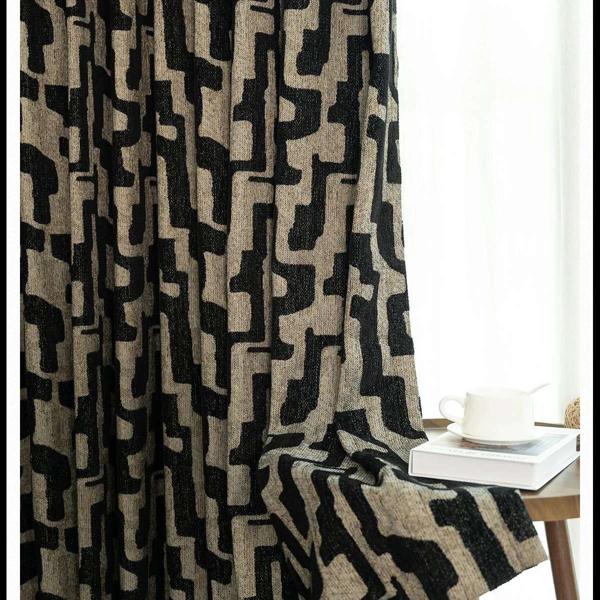 Custom Size Chenille Gold Jacquard Front and Back Same Color New Balcony Living Room Blackout Curtain Fabric Window Wedding
