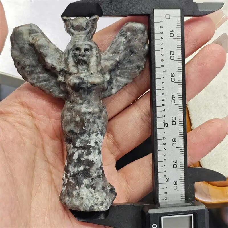 Natural Black Obsidian And Yooperlite Goddess Carving Reiki Faith Handicraft Ornaments Healing Home Decoration Gift 1pcs view 4