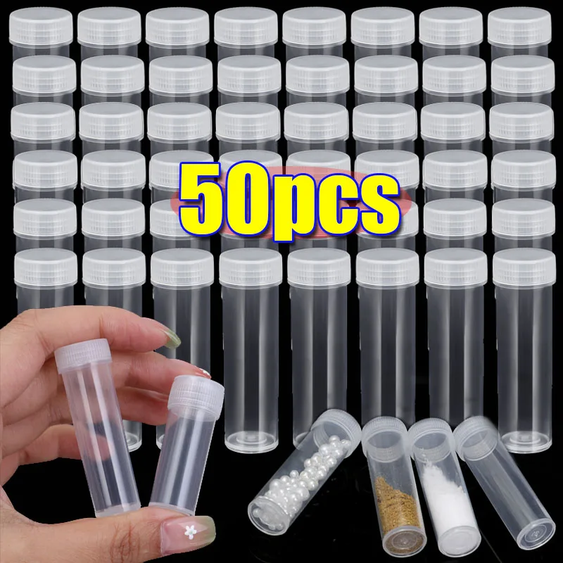 5/7ML Sample Jars Mini Storage Bottle Plastic Vials with Lids Test Tube Containers for Beads Glitter Powder Pill Travel Bottles
