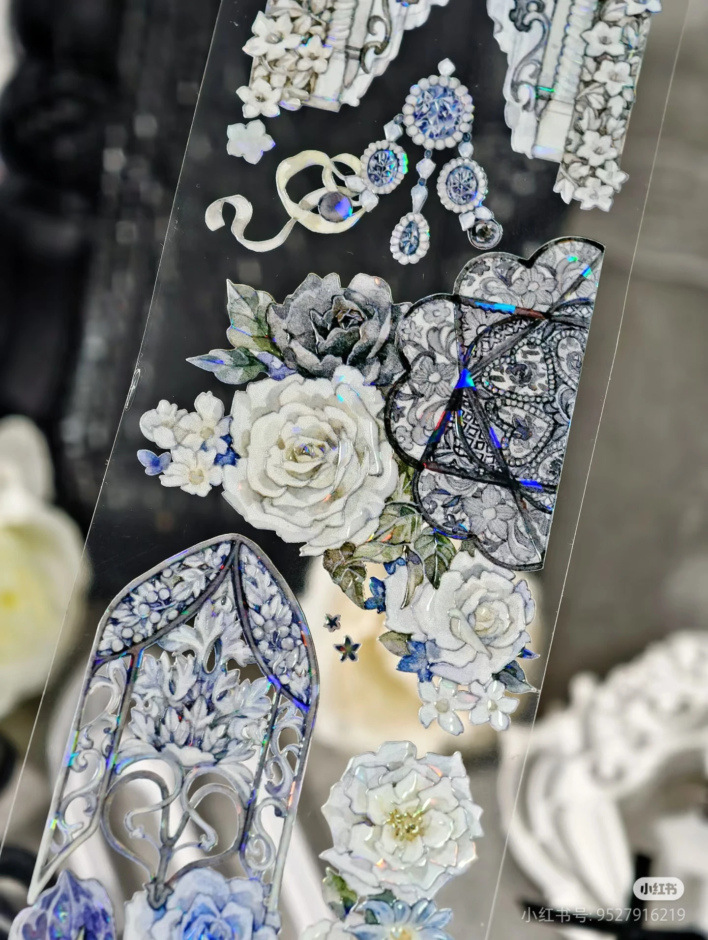 Likey Journal Sleeping Night Rain Shell Light Washi Pet Tape Collage بطاقة سكرابوكينغ زهرة زرقاء #3