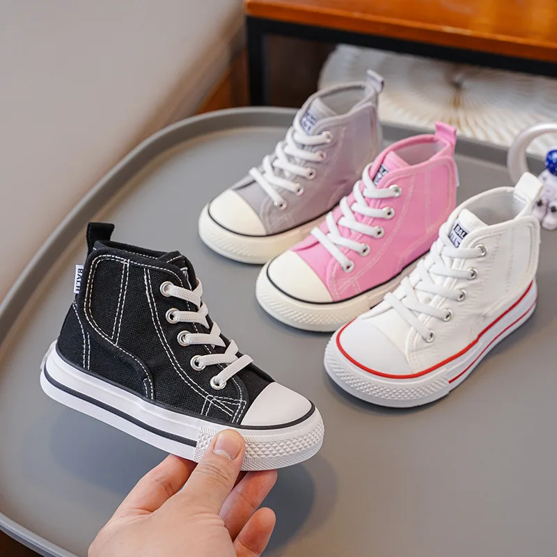 

Autumn Boys Girls Canvas Slip-on Sneakers Kids Casual High-top Sneakers Cloth Non-Slip Shoes Children Soft-soled Casual Shoes