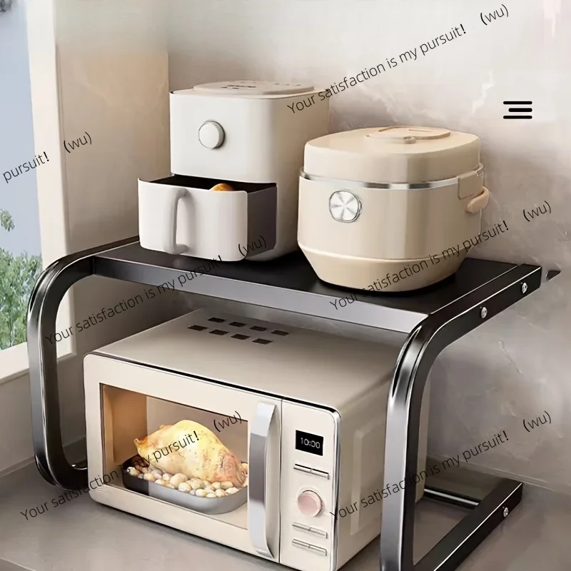 

Просторная двойная металлическая подставка для микроволновой печи, настольная подставка для хранения духовок и форм для выпечки, не требует сборки, прочная.