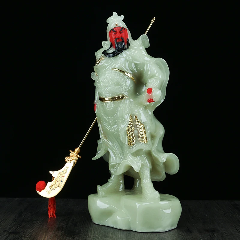 48CM Large Huge High-grade Home SHOP Talisman Mascot Money Drawing Martial God of wealth RED Guan gong jade gilding Sculpture