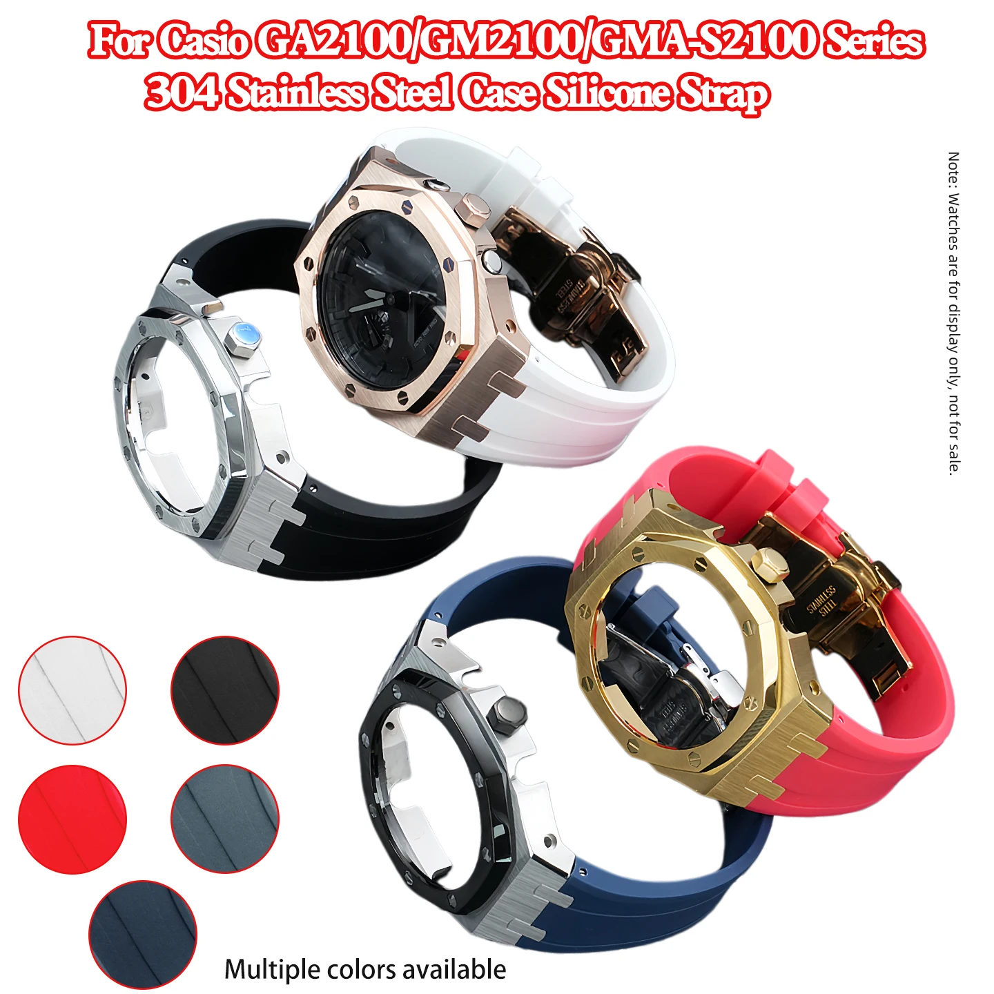

Комплект корпуса из нержавеющей стали 304 GA2100 для Casio Octagonal Oak GA2100/GM2100/GMA-S2100, комплект корпуса из нержавеющей стали с силиконовым ремешком