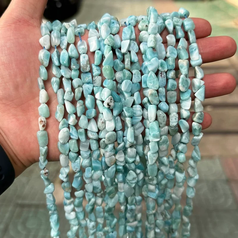 

8-10mm Natural Blue Larimar breakstone irregular Loose Beads 17'' Strands Jewelry Making DIY