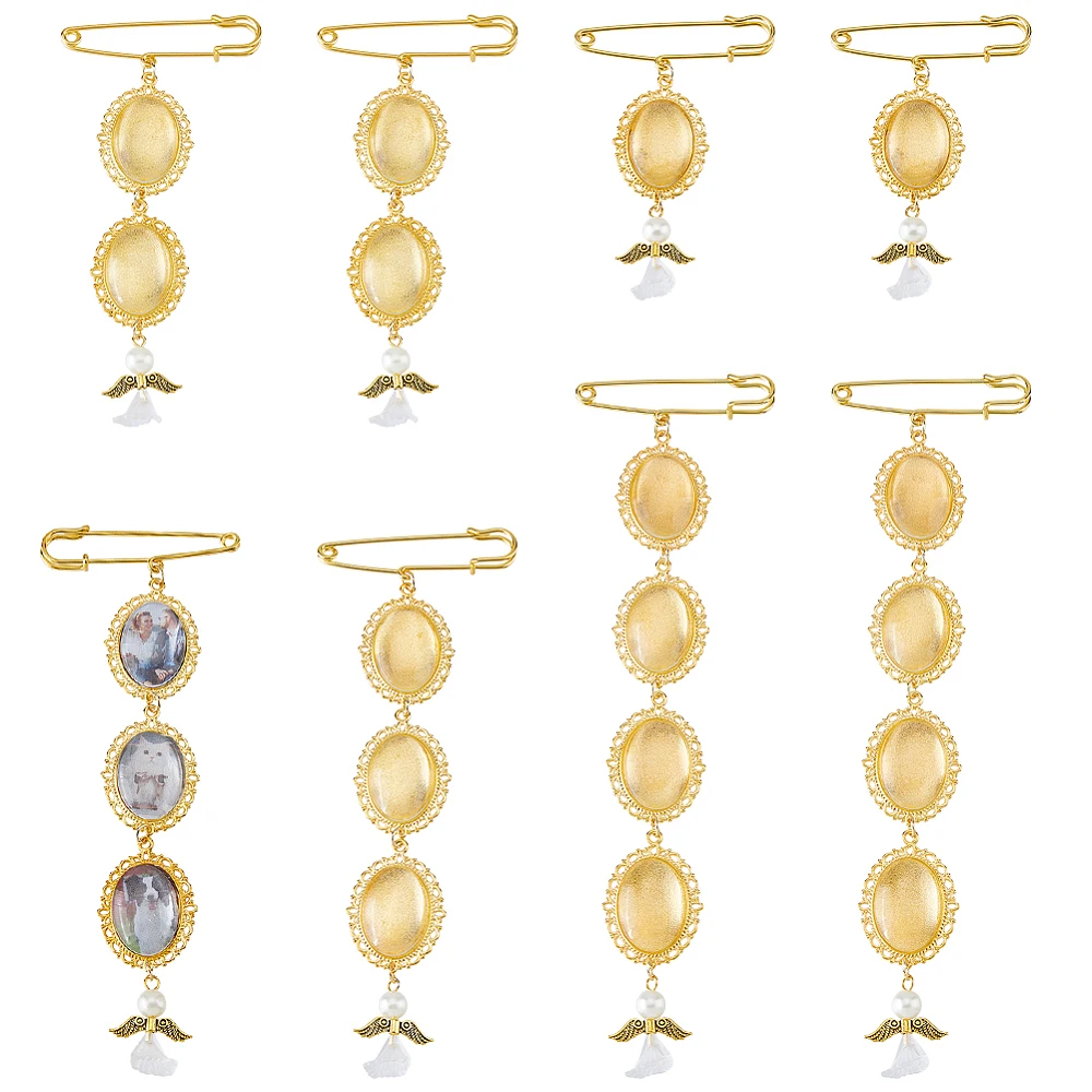 8Pcs Wedding Bouquet Photo Charms 4 Style Wedding Boutonniere Angel Photo Charm Pin Brooch DIY Bouquet Picture Charm Pin Brooch