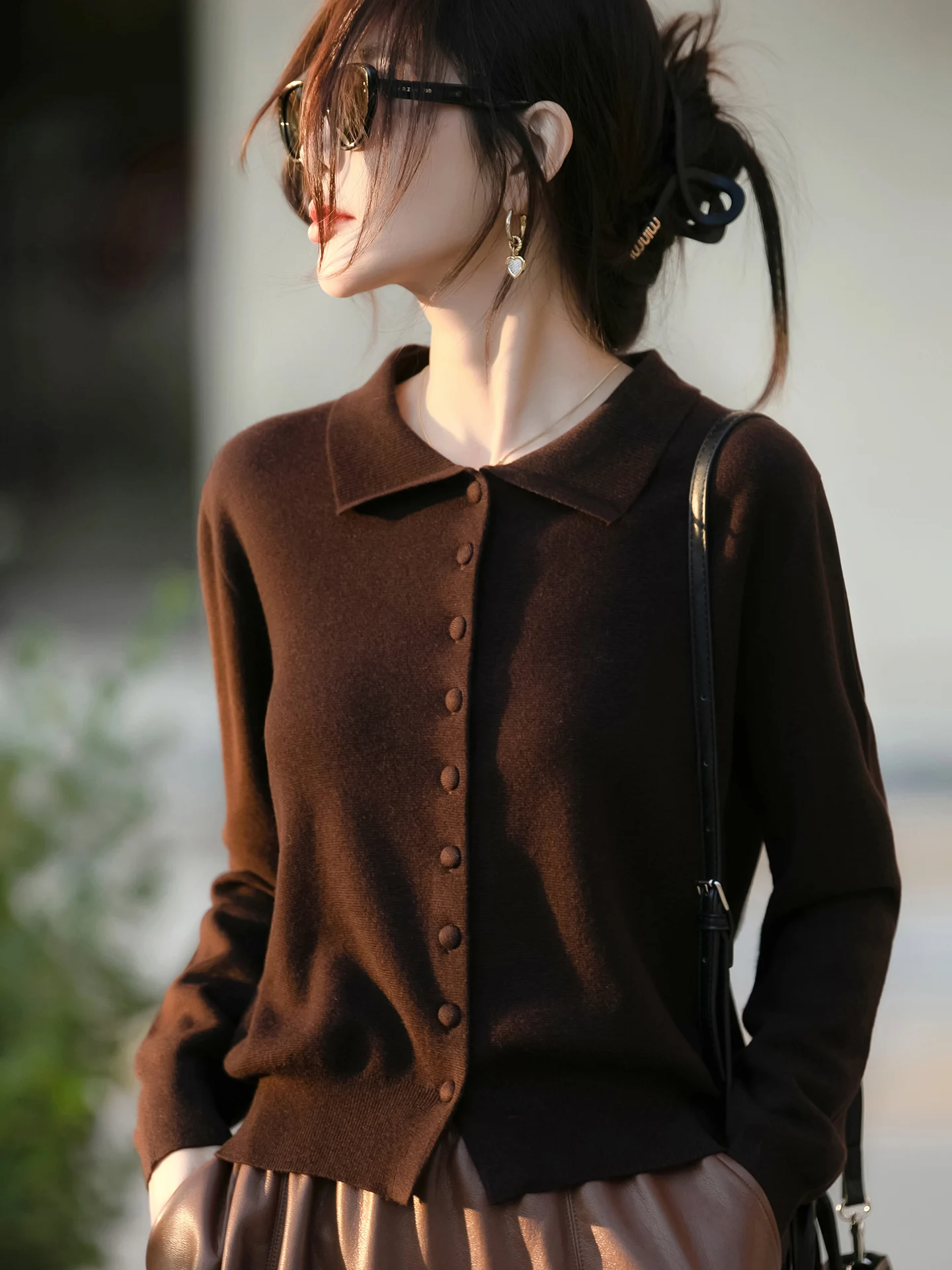 

Casual Sle Women's ort Knitted Button up irt Faionable Cardigan Base Sweater Top Ele Small irt Soft Fabric Long...