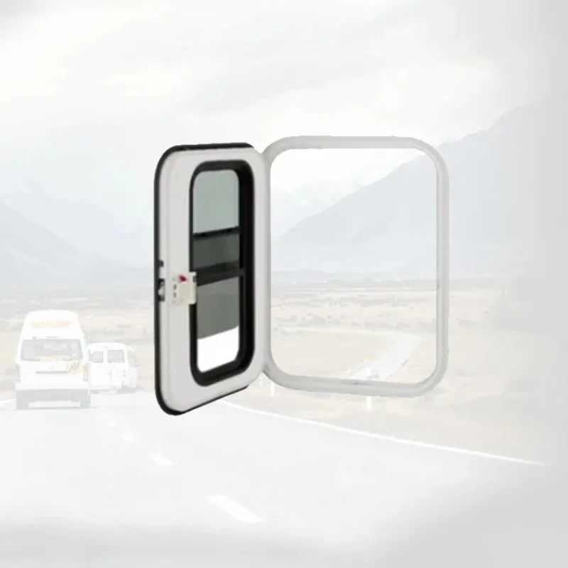 Full White 620x1100mm RV Teardrop Trailer Door With Push-out Window Aluminum Alloy And Glass Rv Door