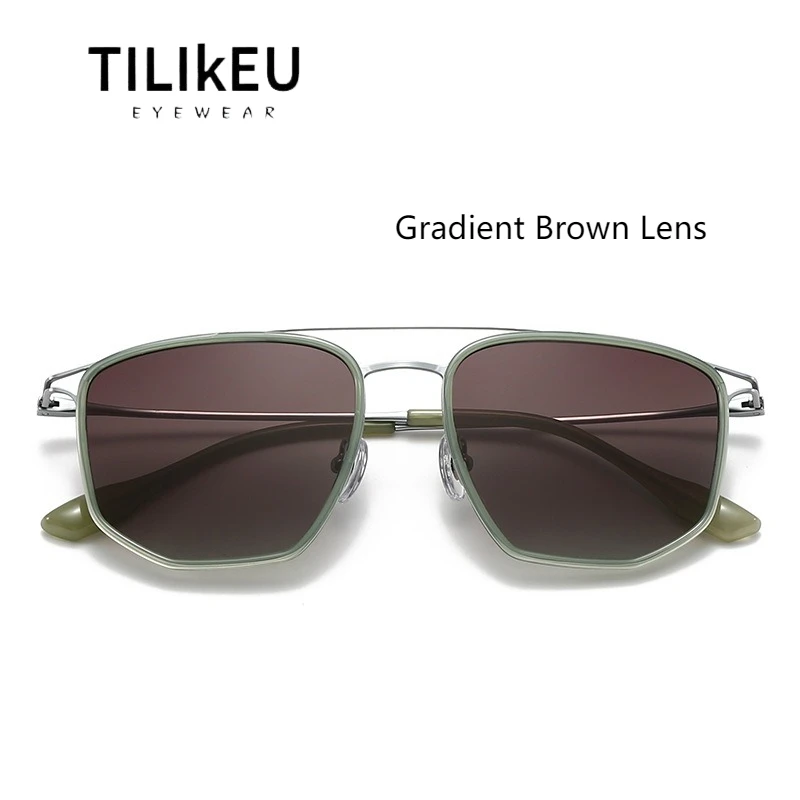 

Double Bridge Large Frame Women's Fashion Gradient Polarized Sunglasses Pilot Shades UV400 Men Sunglasses For Driving Fishing