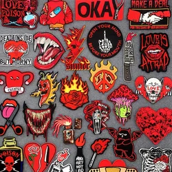 Punk Embroidery Patches para Vestuário, Adesivos para engomar, Listras de costura, Apliques DIY, Patches em roupas