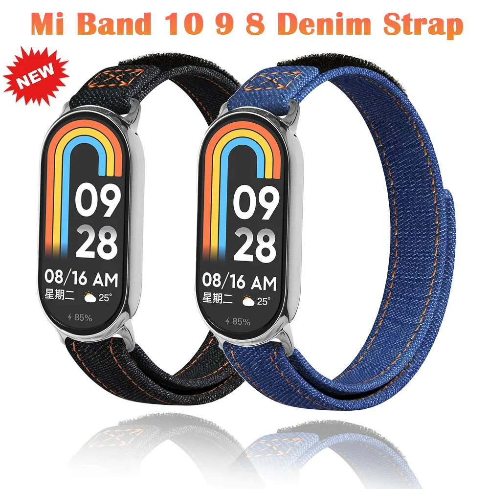 Denim Strap for Xiaomi Band 10 9 8 Sports Breathable Comfortable Women Bracelet Wristband for Mi Band 10 9 8 Correa Accessories