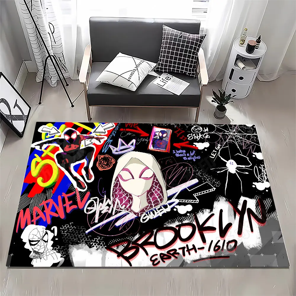 Marvel Hero Spiderman Carpet Spider-Man Across the Spider-Verse Lounge Rug Miles Gwen Spider Man Bedroom Bedside Floor Mat Decor