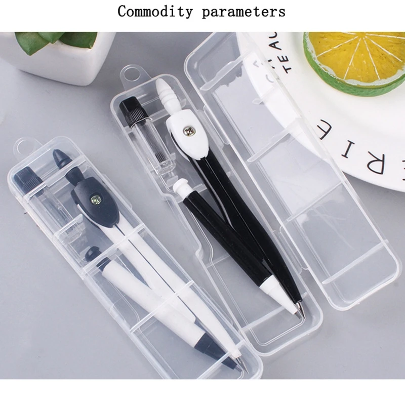 Professional Math Geometry Metal Compasses with Pencil Clear Box for Child